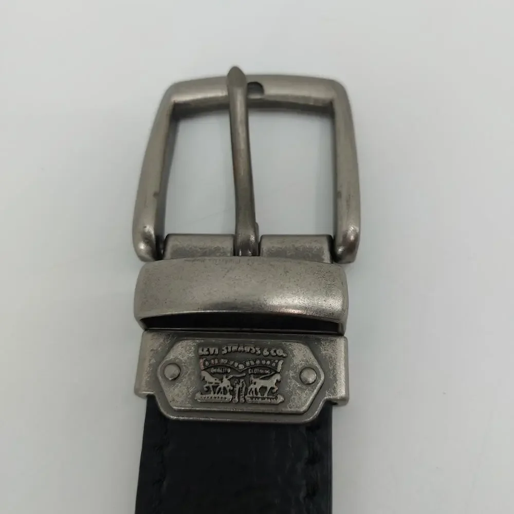 Levis Belt Black Brown Silver Tone Buckle 42-44 XL Men's